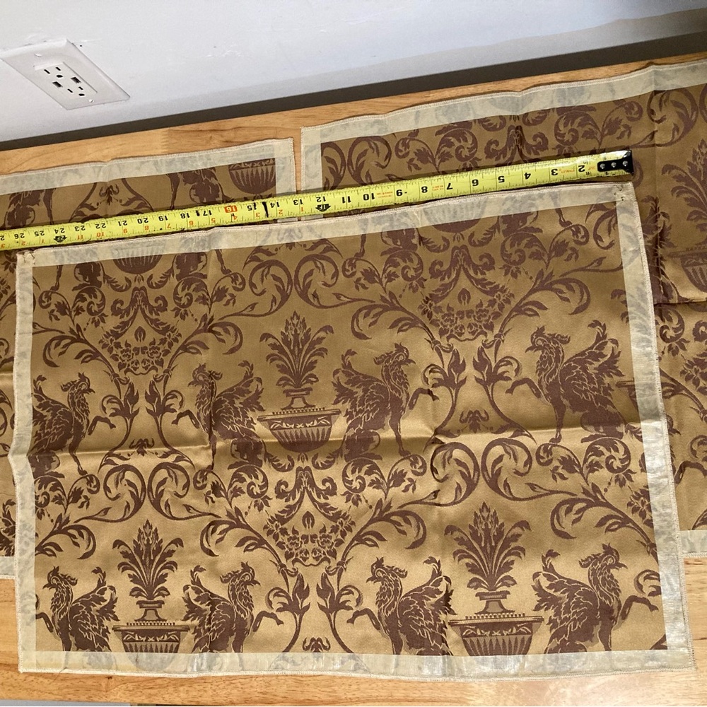 3 Griffin Damask Fabric Samples Brown Classical Remnant Memo Samples 2000s Vtg - Picture 10 of 15